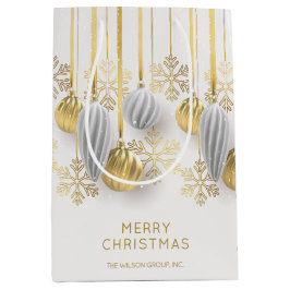 Bolsa De Regalo Mediana Adornos navideños retro de oro y plata