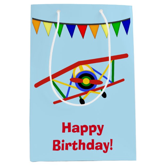 Bolsa De Regalo Mediana Aeroplano lindo personalizado (Anverso)