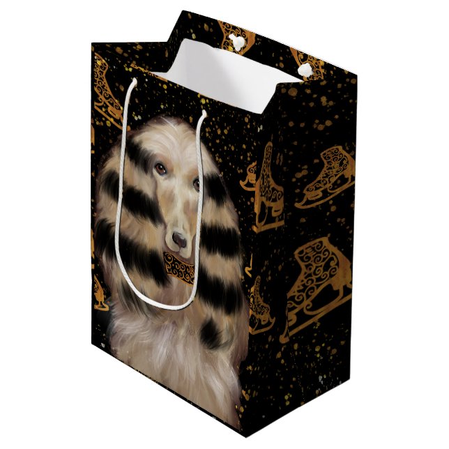 BOLSA DE REGALO MEDIANA AFGHAN HOUND ORO  (Angulo Anverso)
