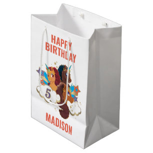 Bolsa De Regalo Mediana Afro Unicornio   Cumpleaños de Chicas mágicos
