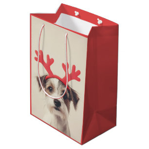 Bolsa De Regalo Mediana Agarra festiva con anteros renos