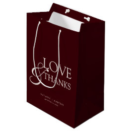 Bolsa De Regalo Mediana Agradecimiento de Boda Elegante Burgundy y Marfil