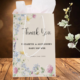 Bolsa De Regalo Mediana Agradecimiento para Baby Shower de Pareja con Tema