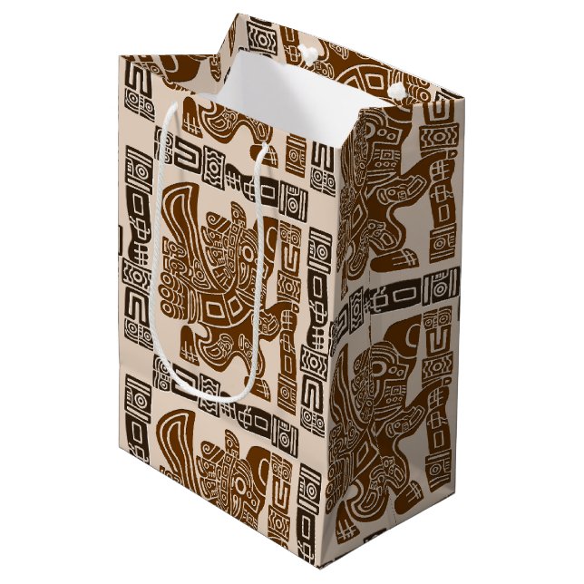 Bolsa De Regalo Mediana Águila azteca guerrera arte tribal antiguo (Angulo Anverso)