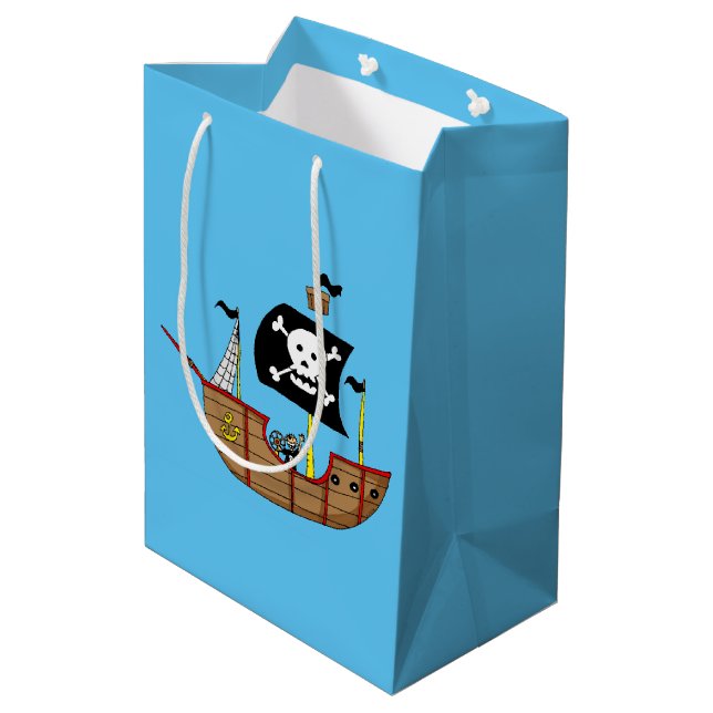 Bolsa De Regalo Mediana ahoy barco pirata afable (Angulo reverso)