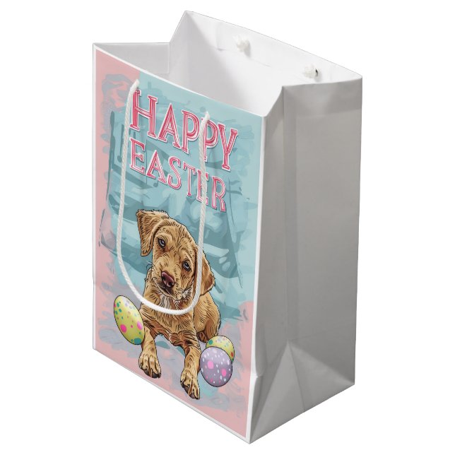 Bolsa De Regalo Mediana Airedale Puppy Happy Easter (Angulo Anverso)