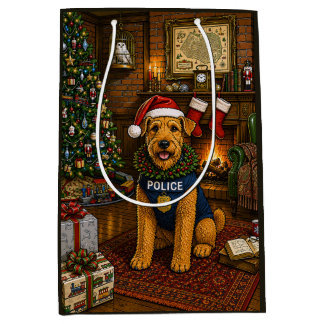 Bolsa De Regalo Mediana Airedale Terrier Policía Vacaciones