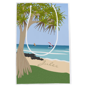Bolsa De Regalo Mediana Ala Relieve metalizado Surfers Pandanus Tree en la