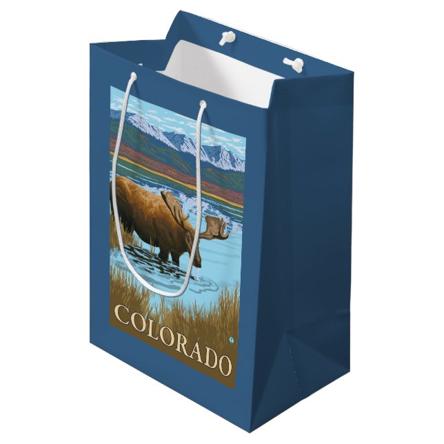 Bolsa De Regalo Mediana Alces DrinkingColorado (Angulo Anverso)