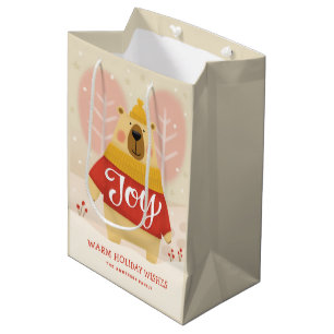 Bolsa De Regalo Mediana Alegría Fiesta de Navidad del Bosque Lindo Oso