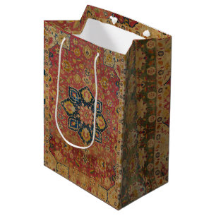 Bolsa De Regalo Mediana Alfombra Persa Asiática de Kashan de Oro Rojo