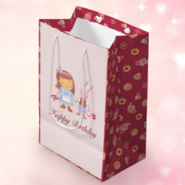 Bolsa De Regalo Mediana Alicia Conejo Alicia Fiesta del té rosado Cumpleañ