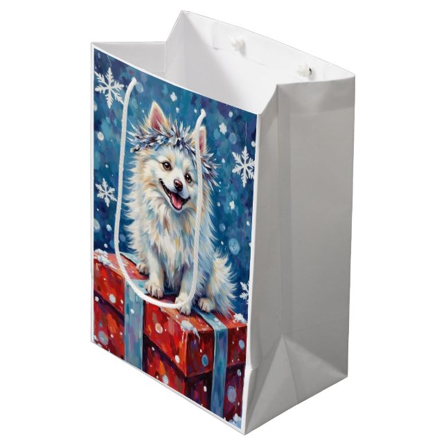 Bolsa De Regalo Mediana Almohada de regalo festiva de perro esquimal ameri (Angulo Anverso)