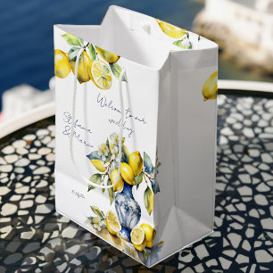 Bolsa De Regalo Mediana Amalfi azules italianos limones boda bienvenida