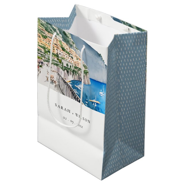 Bolsa De Regalo Mediana Amalfi Coast Boda de Paisaje Acuático de Italia (Angulo Anverso)