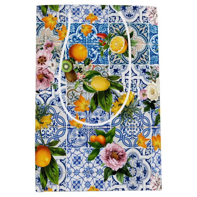 Bolsa De Regalo Mediana Amalfi Coast Lemon Bouquet Tiles Italia (Anverso)