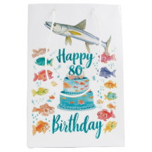 Amante de la pesca Cumpleaños 80 Acuarela