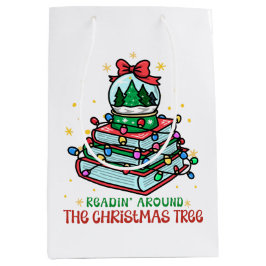 Bolsa De Regalo Mediana Amante de libros navideños festivos