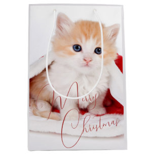 Bolsa De Regalo Mediana Amantes de Mascotas Modernos Feliz Navidad