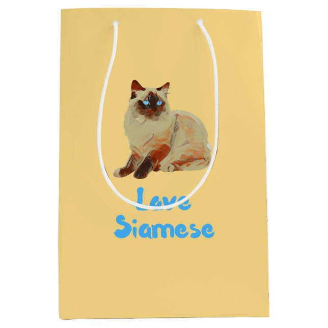 Bolsa De Regalo Mediana Amar los gatos siameses (Anverso)