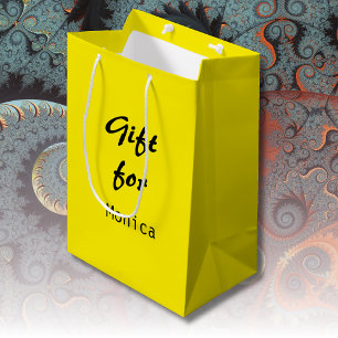 Bolsa De Regalo Mediana Amarillo Canario Personalizado Elegante Nombre