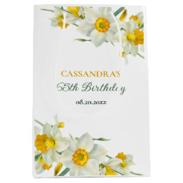 Bolsa De Regalo Mediana Amarillo Daffodil Rustic Floral Cumpleaños