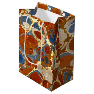 Bolsa De Regalo Mediana Amarillo de mármol de la nata del rojo azul del