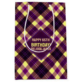 Bolsa De Regalo Mediana Amarillo Moderno Purpura Marrón Tartán Cuadros Per