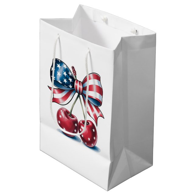 Bolsa De Regalo Mediana American Bow With Cherries  (Angulo Anverso)