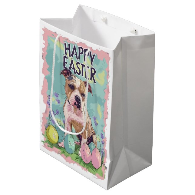 Bolsa De Regalo Mediana American Staffordshire Happy Easter (Angulo Anverso)