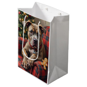 Bolsa De Regalo Mediana American Staffordshire Terrier Navidad Acogedora