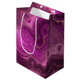Bolsa De Regalo Mediana Ametismo Púrpura Y Agante Abstracto De Oro