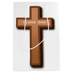BOLSA DE REGALO MEDIANA "AMO A DIOS" CRUZ