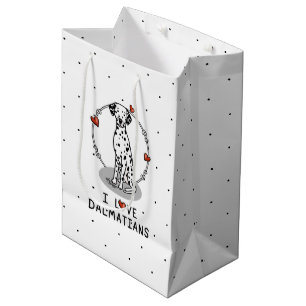 Bolsa De Regalo Mediana Amo a los dálmatas (negros 1) Corazones adorables