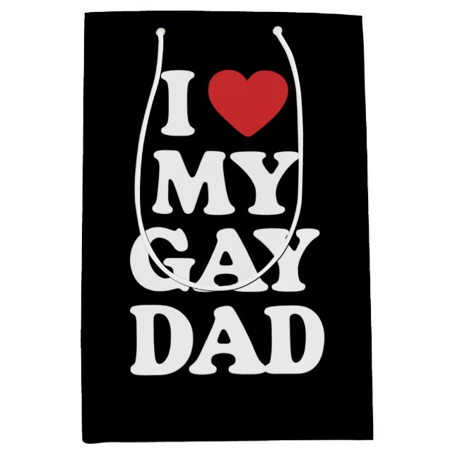 Bolsa De Regalo Mediana Amo A Mi Papá Gay Que Corazón A Mi Papá Gay (Anverso)