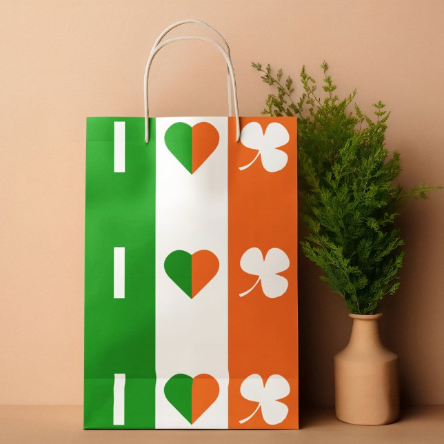 Bolsa De Regalo Mediana Amo Irlanda (gift bag, birthday surprise gift bag, teddy bear gift bag, wine gift bag, travel bag, use and throw )