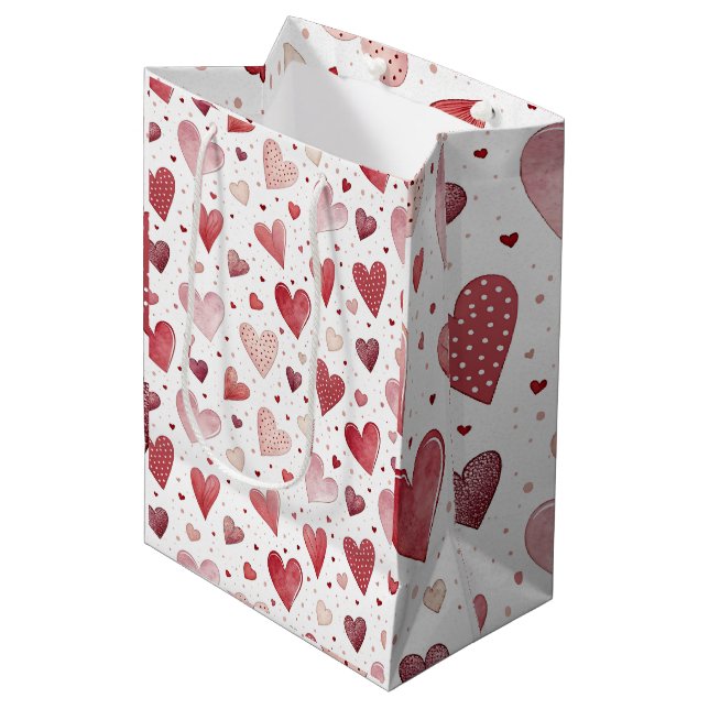 Bolsa De Regalo Mediana Amor en acuarela - Patrón caprichoso (Angulo Anverso)