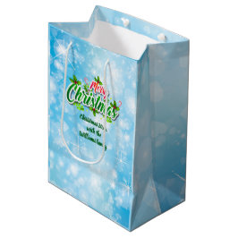 Bolsa De Regalo Mediana Añadir nombre coincidente Feliz Navidad Azul regal