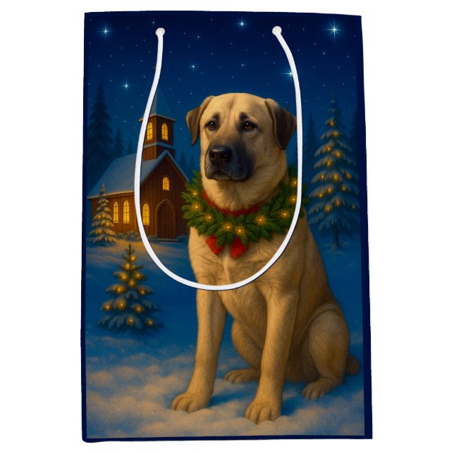 Bolsa De Regalo Mediana Anatolian Shepherd Dog Holiday  (Anverso)
