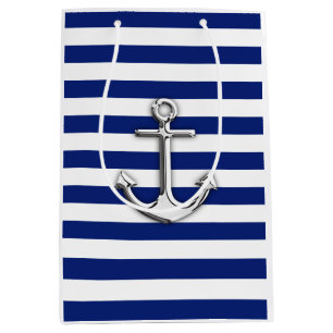 Bolsa De Regalo Mediana Anclaje plateado clásico