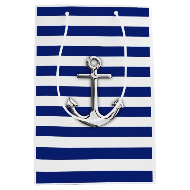 Bolsa De Regalo Mediana Anclaje plateado clásico (Anverso)