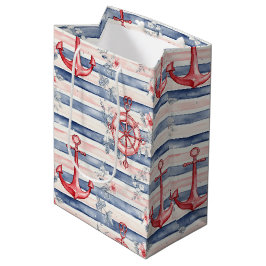 Bolsa De Regalo Mediana Anclas Azules Rojas Flores Rayas Playa Cumpleaños