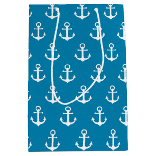 Bolsa De Regalo Mediana Anclas náuticas azules de la aguamarina