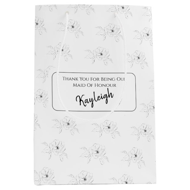 Bolsa De Regalo Mediana ~Anemone On White (Anverso)