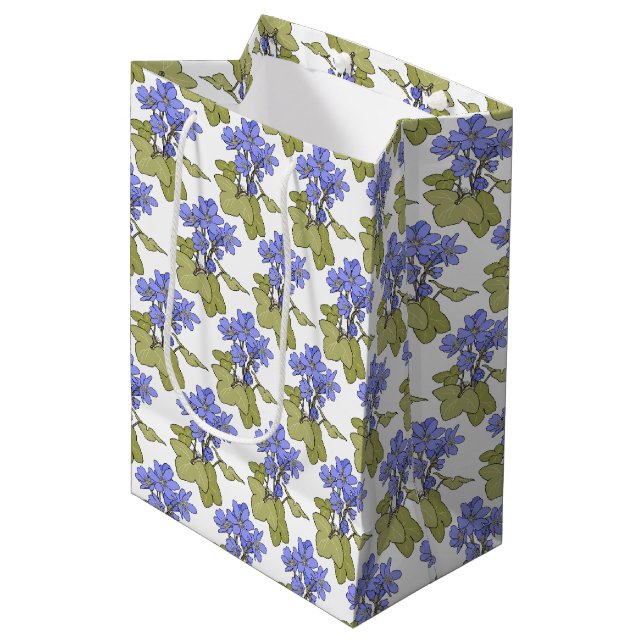 Bolsa De Regalo Mediana Anemones azules en blanco (Angulo Anverso)