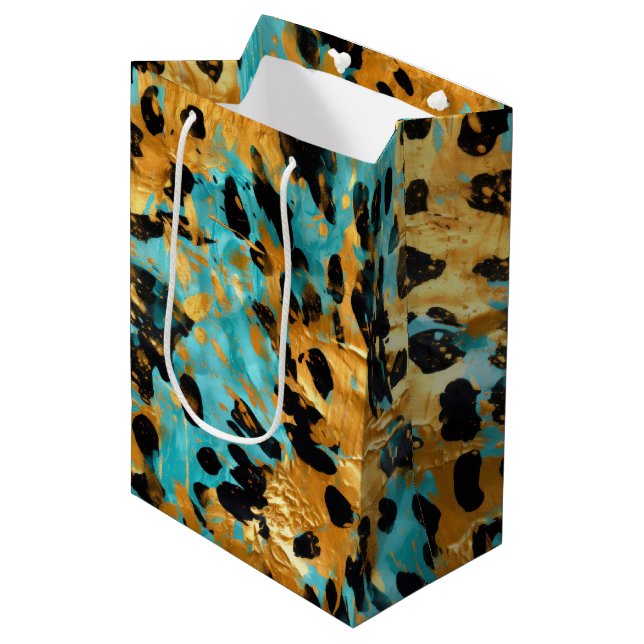 Bolsa De Regalo Mediana Animal del Leopardo Negro de Aqua Gold (Angulo Anverso)