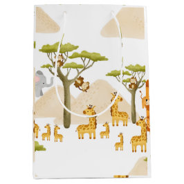 Bolsa De Regalo Mediana Animales africanos de Savannah, cumpleaños amarill