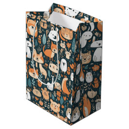 Bolsa De Regalo Mediana Animales bonitos diseño de decoración verde