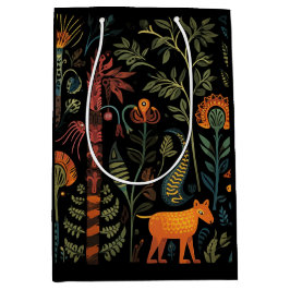 Bolsa De Regalo Mediana Animales de fantasía misteriosos sobre negro