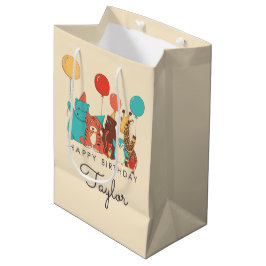 Bolsa De Regalo Mediana Animales de Fiesta Tigre, Pingüino, Cumpleaños de